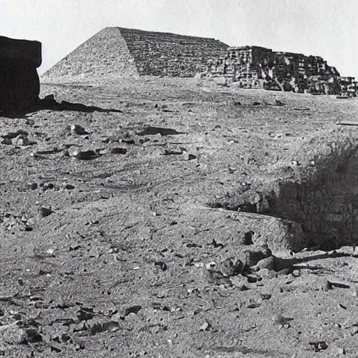Prompt: old photography of pyramids discovered in the arctic