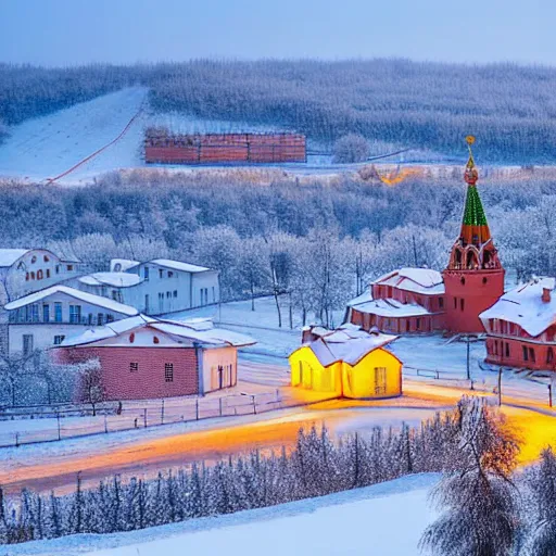 Image similar to russian little city, khrushchevki, toska, winter landscape, high quality photo