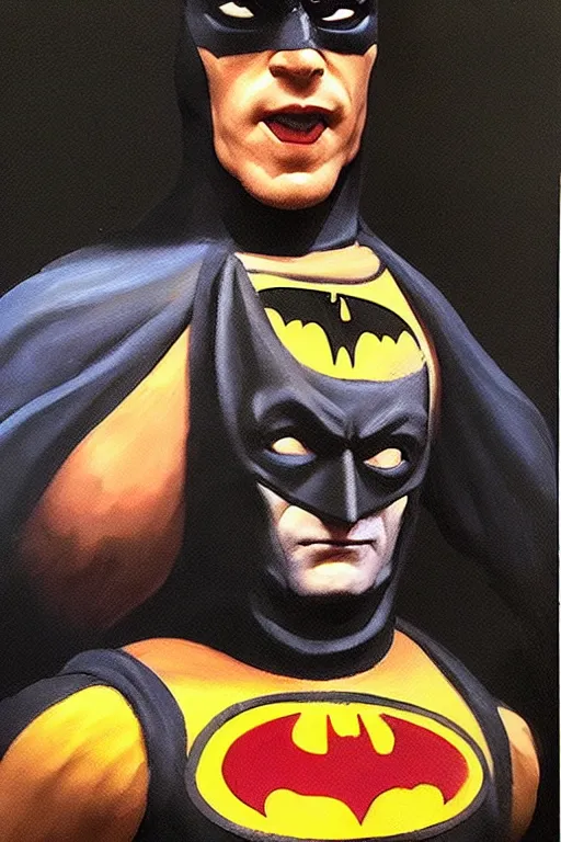 Image similar to painting of batman hot toys'sideshow painting the style of leonardo da vinci