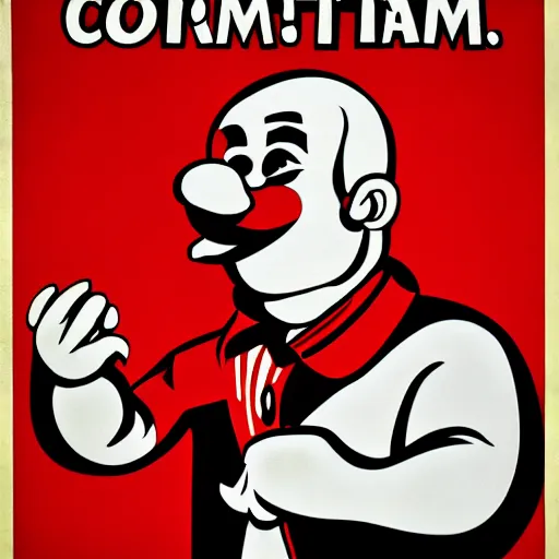 Prompt: “communist clown propaganda poster”