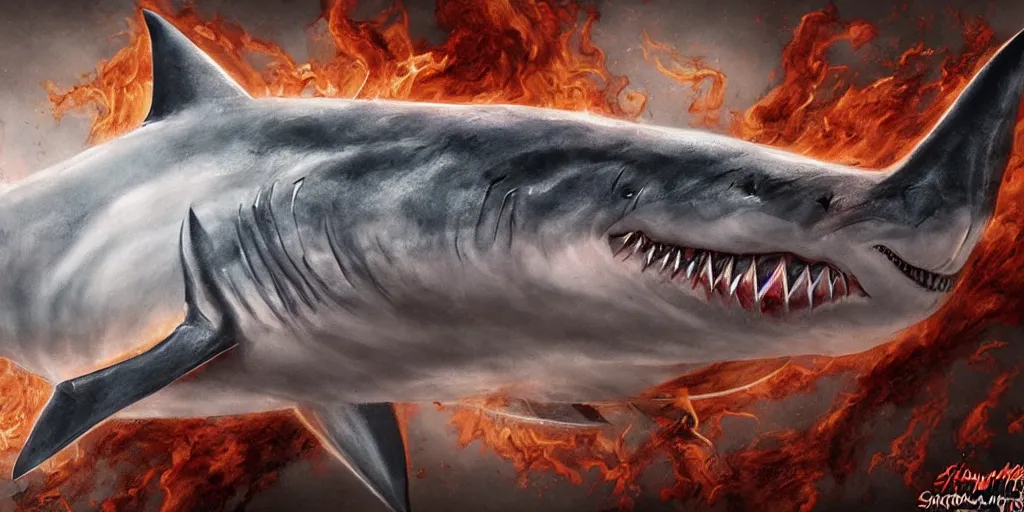 Prompt: flaming sharknado, highly detailed, realistic, trending on art station