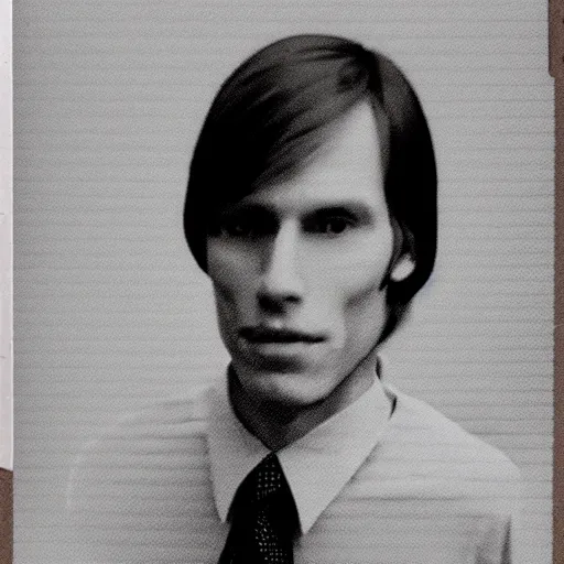 Image similar to A photograph portrait of Jerma985 with short-medium length hair a combover wearing early 1970s menswear in the early 1970s, taken in the early 1970s, grainy, taken on a 1970s Polaroid Camera, realistic, hyperrealistic, very realistic, highly detailed, very detailed, extremely detailed, detailed, digital art, trending on artstation, colorized photo