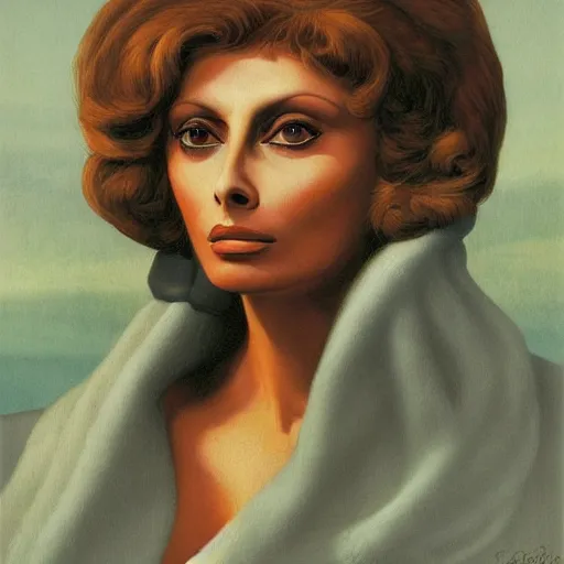 Image similar to sophia loren, painted by caspar david friedrich