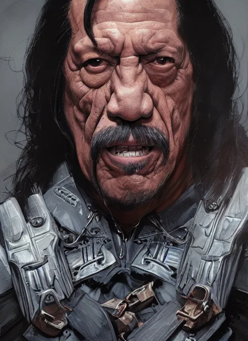 Image similar to Portrait of Danny Trejo, marvel comics, dark, intricate, highly detailed, smooth, artstation, digital illustration by Ruan Jia and Mandy Jurgens and Artgerm and Wayne Barlowe and Greg Rutkowski and Frank Frazetta