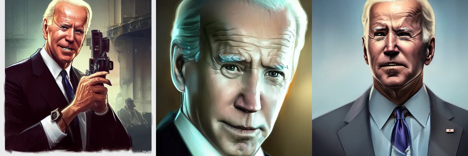 Prompt: portrait of Joe Biden as a detective, highly detailed, digital painting, artstation, concept art, sharp focus, illustration, art by artgerm and greg rutkowski and alphonse mucha