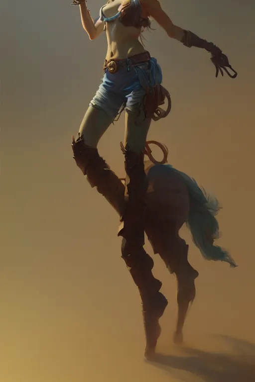 Image similar to full body, female cowboy, extremely detailed digital painting, in the style of fenghua zhong and ruan jia and jeremy lipking and peter mohrbacher, mystical colors, rim light, beautiful lighting, 8 k, stunning scene, raytracing, octane, trending on artstation