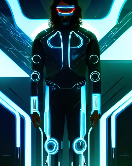 Prompt: tron legacy jesus, concept art, intricate, hyper detailed, smooth, sharp focus, illustration. artstation, greg rutkowski, james gurney, alphonse mucha