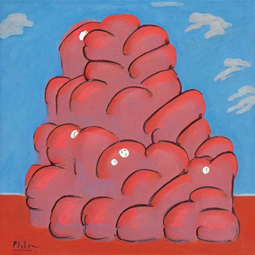 Prompt: artwork by philip guston