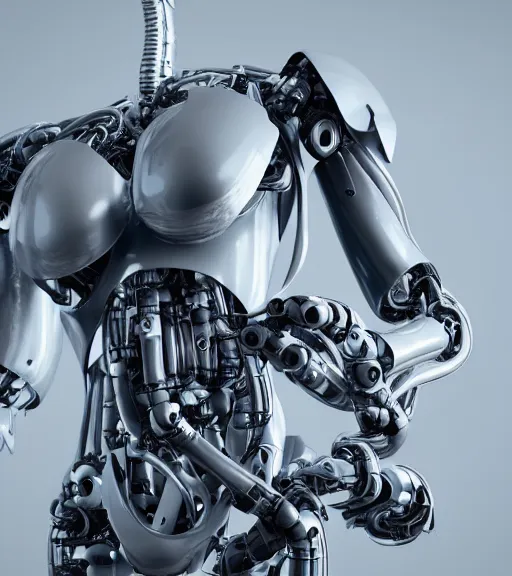 Prompt: robotic human heart ,matte metal parts, alien technology, photorealistic octane render, unreal engine, vray, maya, white background, small technical details, screws, plates and valves, pleasant lighting