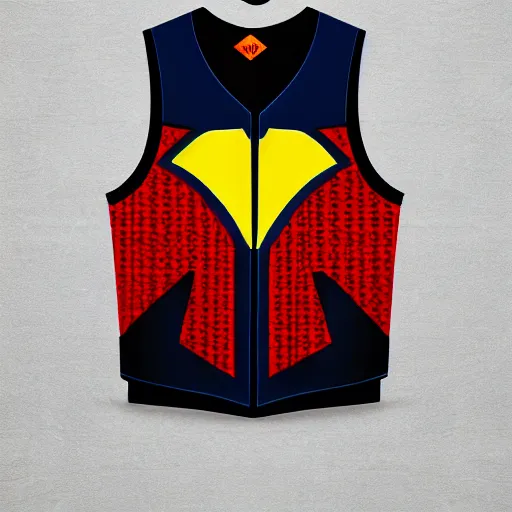 Prompt: a vest with a pattern of superheros