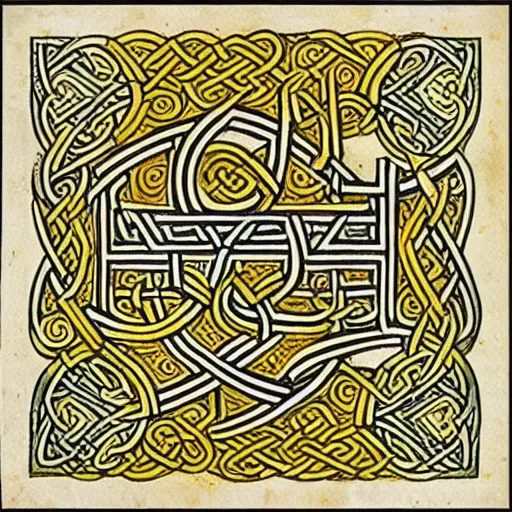 Prompt: letterform uncial alphabet from an illuminated manuscript, in the style of celtic knots, the book of kells, and cartoon saloon. clear and accurate bold letters