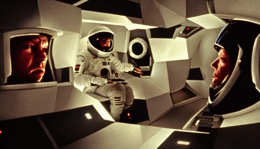 Prompt: screen shot of 2 0 0 1 a space odyssey, ambient lighting, cinematic, epic, demonic