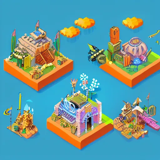 Image similar to cute isometric valhalla