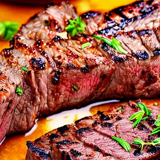 Image similar to Steak sizzling on a barbecue, closeup, ultra high detail