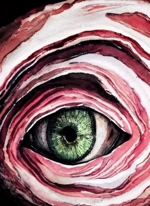 Prompt: portrait of a stunningly beautiful eye, 🥓, style sheet