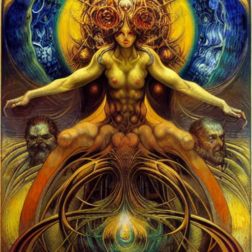 Image similar to Divine Chaos Engine by Karol Bak, Jean Delville, William Blake, and Vincent Van Gogh