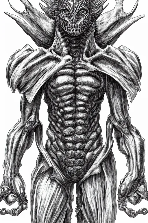 Image similar to pepper humanoid figure monster, symmetrical, highly detailed, digital art, sharp focus, trending on art station, kentaro miura manga art style