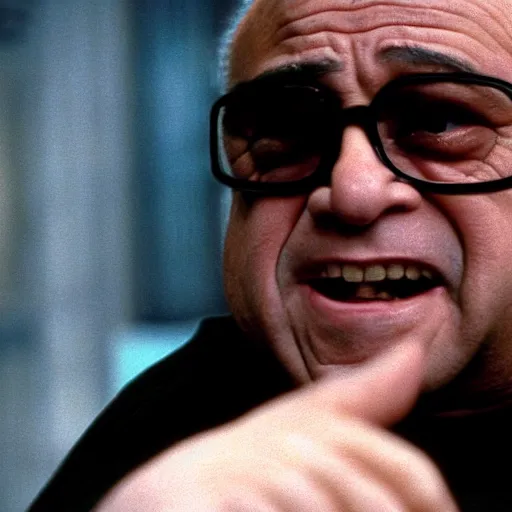 Image similar to A movie still of Danny Devito in The Matrix