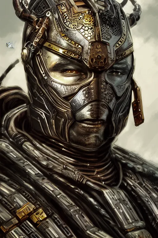 Prompt: closeup hd portrait, ultra realistic illustration, wakandan warrior in a steampunk style armor, hacknaut cyberpunk, sci - fi, fantasy, intricate, elegant, highly detailed, digital painting, artstation, concept art, smooth, sharp focus, illustration.