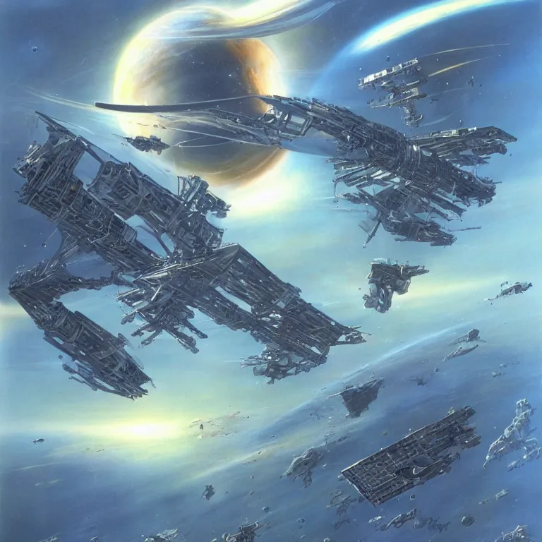 Prompt: sci-fi concept art in space by Jim Burns