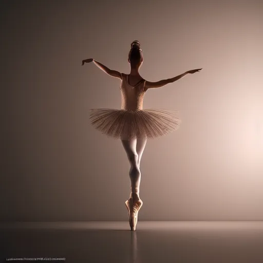 Image similar to full body pose, hyperrealistic photograph of ballerina dim volumetric lighting, 8 k, octane beautifully detailed render, extremely hyper detailed, intricate, epic composition, cinematic lighting, masterpiece, trending on artstation, very very detailed, stunning, hdr, smooth, sharp focus, high resolution, award, winning photo, dslr, 5 0 mm