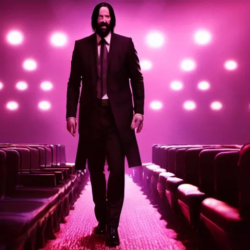 Image similar to cinematic still of John Wick attending a Hillsong church service in John Wick (2009). modern worship singing. dynamic lighting. shallow depth of field, cinematic