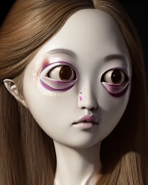 Prompt: a beautiful girl, by takashi murakami, intricate sculpture, hyper realistic, extremely detailed and beautiful aesthetic face, 8 k resolution