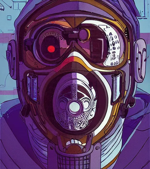 Image similar to a cyberpunk man with a patchwork face of various ethnicities, techwear, Industrial Scifi, detailed illustration, character portrait, by Martin Grip and Moebius