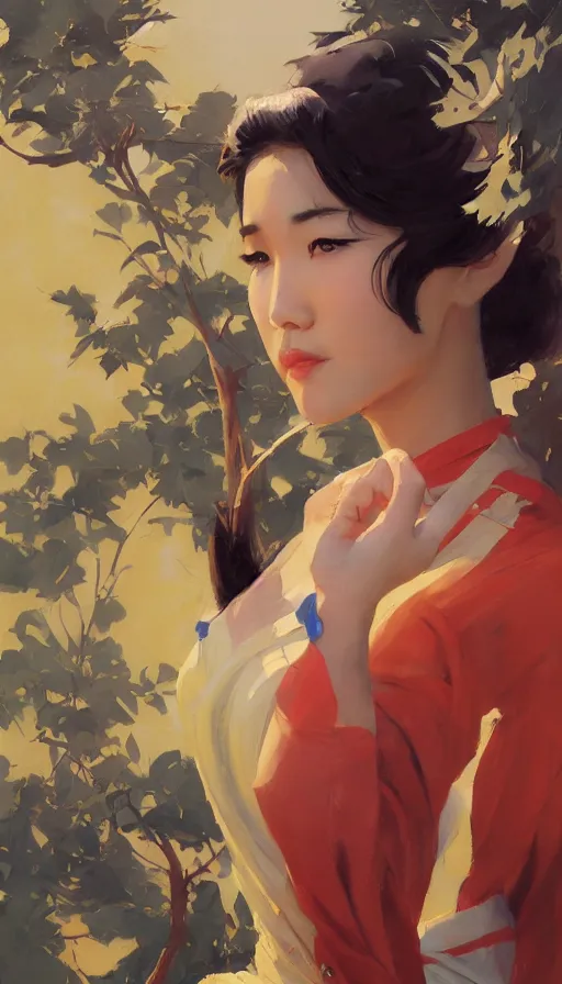 Image similar to greg manchess 6 panel comic of ao dai asian female, fighting asian male, asymmetrical, profile picture, organic painting, sunny day, matte painting, bold shapes, hard edges, street art, trending on artstation, by huang guangjian and ail elvgren and sachin teng