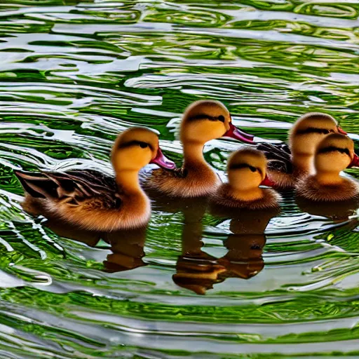 Image similar to ducklings in a watermelon pool