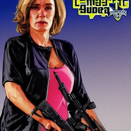 Image similar to esperanza aguirre in gta v, cover art by stephen bliss, artstation