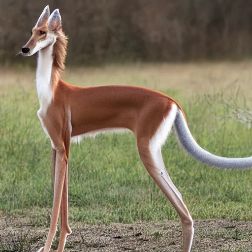 Image similar to photo of a hybrid between a borzoi and a gerenuk