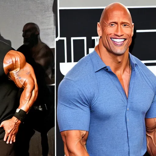Prompt: Dwayne Johnson with a skinny body