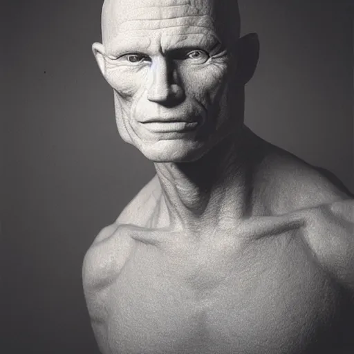 Image similar to Sculpted ruby portrait of Ed Harris, studio lighting, F 1.4 Kodak Portra