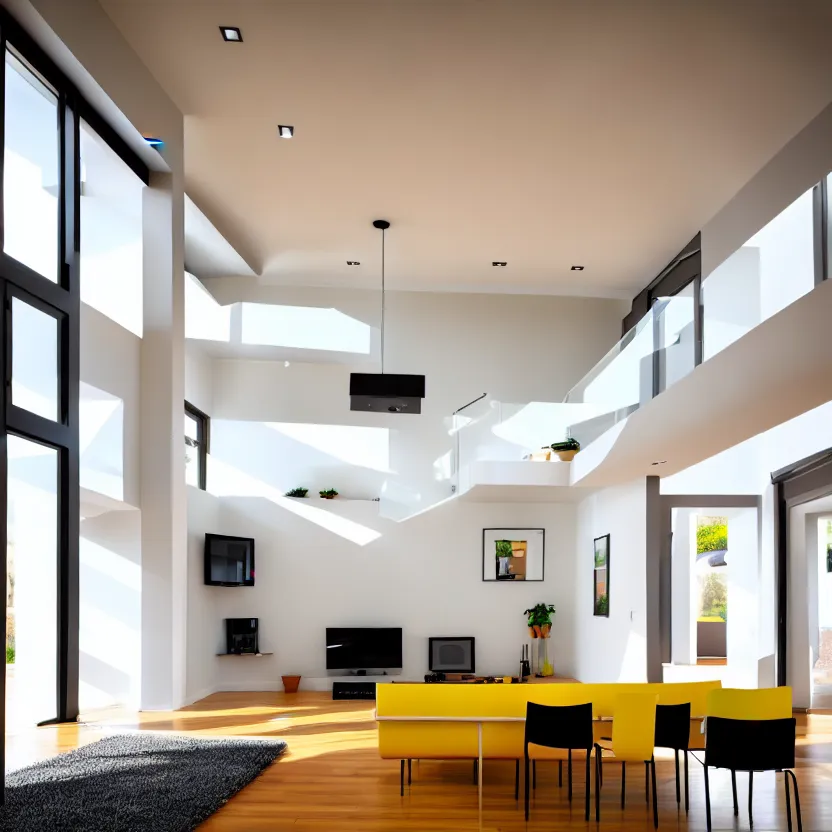 Image similar to Interior photograph of a bright modern house, 8k, ultra HD