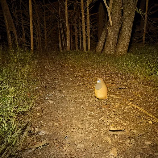 Prompt: night photo of peter griffin caught by trail cam