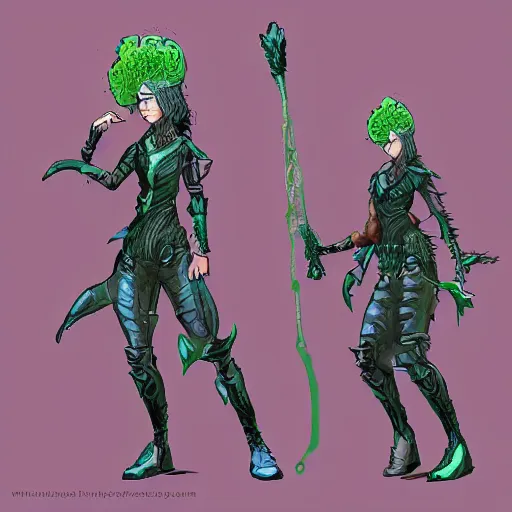 Prompt: female earth mage, character design, action pose : : spotlight, biopunk, forestpunk