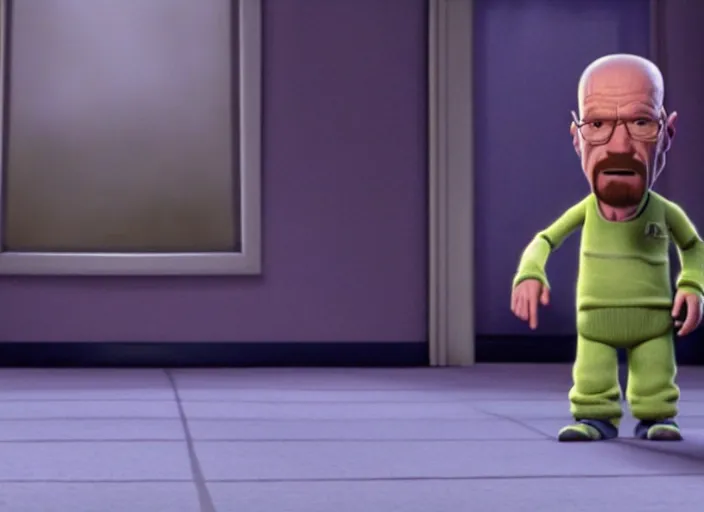 Image similar to film still of walter white as a monster in monsters, inc movie 2 0 0 1, 8 k, cinematic rule of thirds