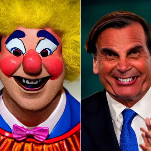 Prompt: jair bolsonaro as bozo the clown