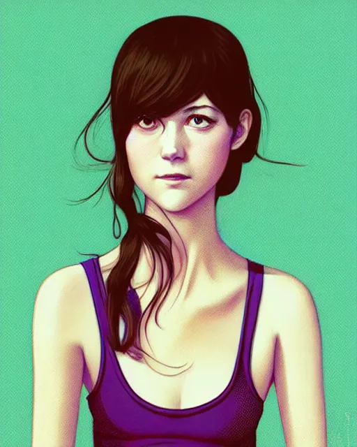 Prompt: richly detailed color  illustration of a dainty pretty Mary Elizabeth Winstead wearing a tank top, weird events in the classroom, very soft shadowing, smooth textures, large scale image. art by Range Murata.