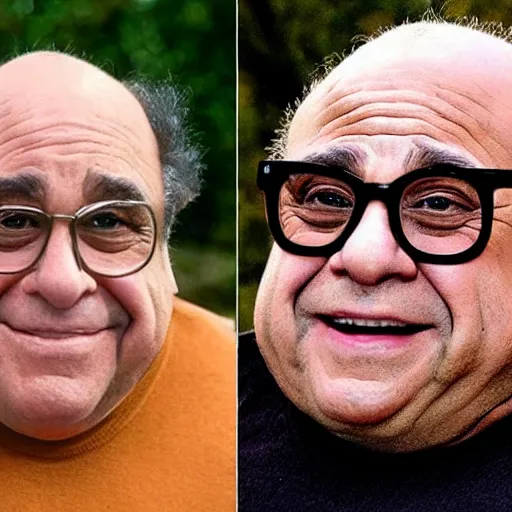Prompt: a real danny devito, whose photo was used as reference in designing groot
