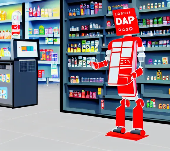 Prompt: a robot girl with a shopping bag, standing in a line to the cash register in a convenience store in warsaw ; photorealistic, near future, slice of life scene, digital art