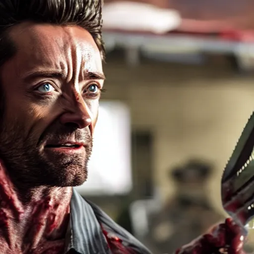 Prompt: Hugh Jackman as a Zombie Wolverine Butcher, 4k