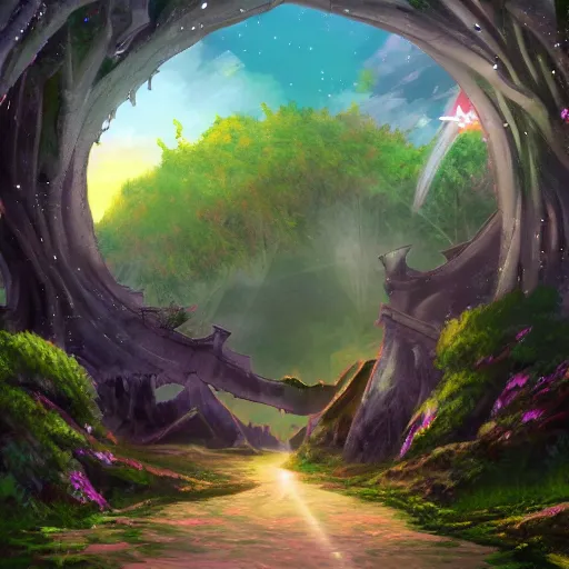 Image similar to fantasy world heaven dream haven pixiv scenery art