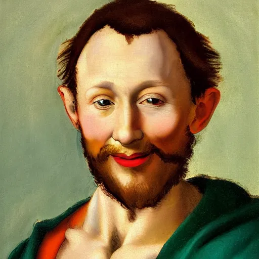 Prompt: portrait painting of happy Michelangelo di Lodovico in the style of impressionism