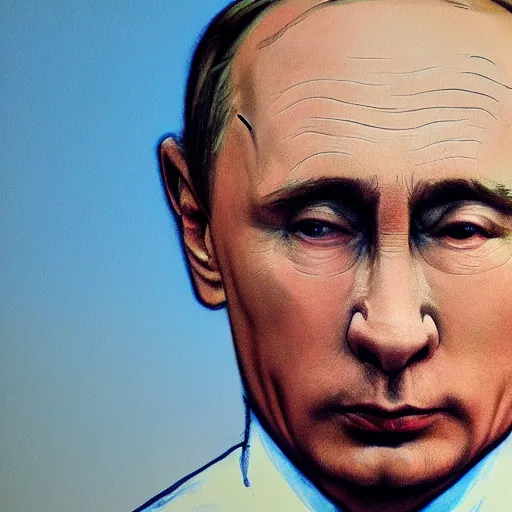 Image similar to a portrait of putin painted by ralph steadman, ultra 4 k
