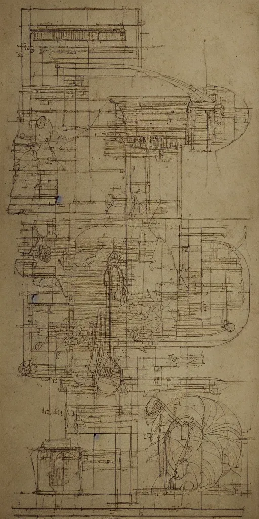 Image similar to undiscovered design blueprints from leonardo da vinci, renaissance, 4 k