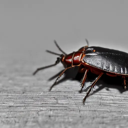 Prompt: a very cute cockroach. close-up. black and white. at the park. 14mm lens. iso 100. diaphragm 1.4. shutter speed 1/350. oil on canvas. W-1024