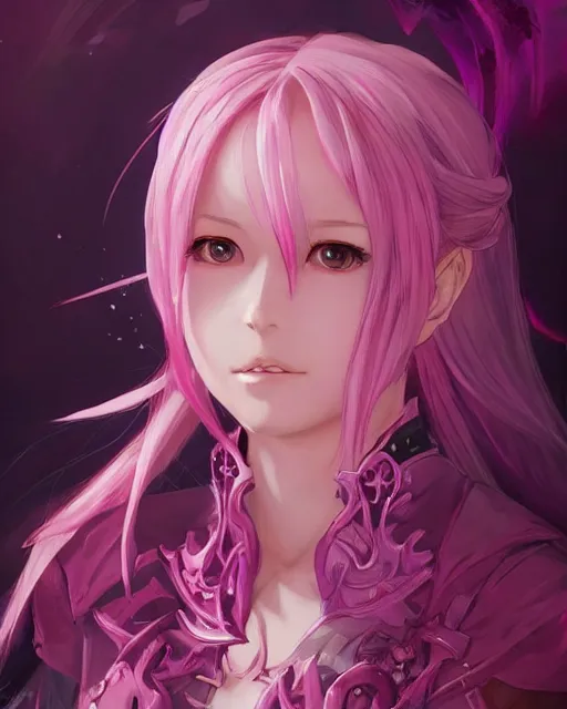 Image similar to an anime portrait of the pink sorceress of hearts from skyrim, by stanley artgerm lau, wlop, rossdraws, james jean, andrei riabovitchev, marc simonetti, and sakimichan, trending on artstation