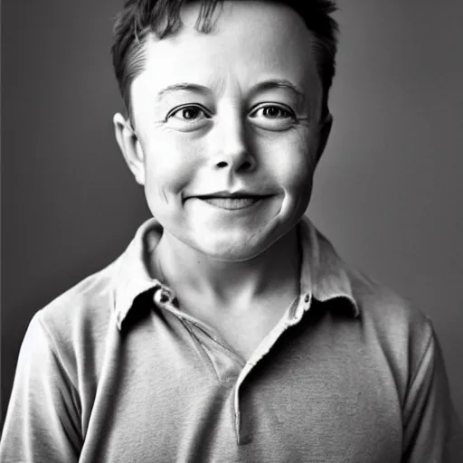 Prompt: a face portrait of elon musk at 6 years old. photography.